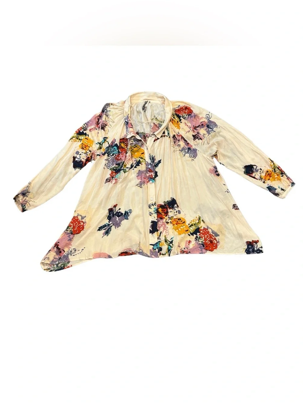 Free People Meadow Lark Floral Tunic Blouse | Cream/Multi | Size M